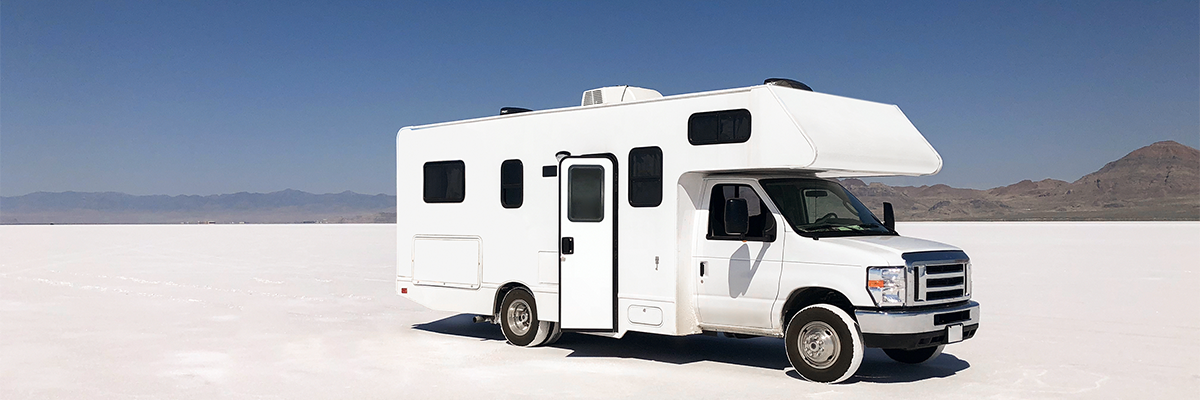 rv parked in the desert at White Sands National Monument