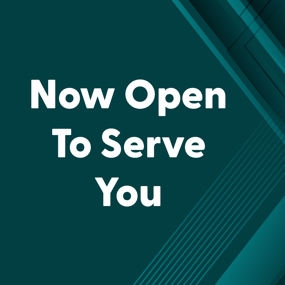 green background with "Now Open To Service You"