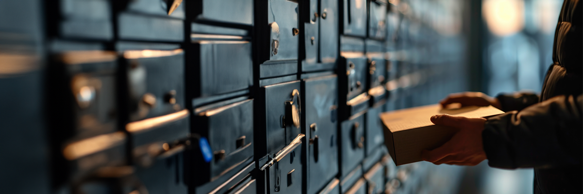 Person holding a direct deposit box