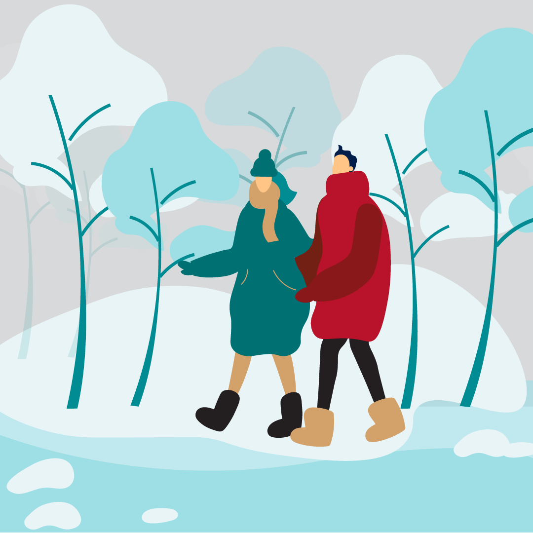 graphic of two people walking in the snow