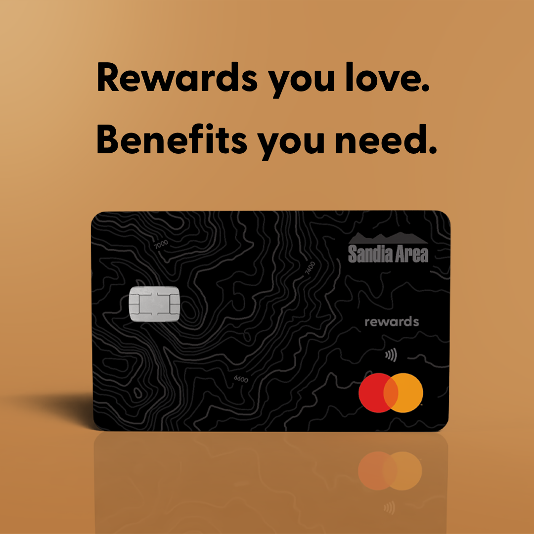 black credit card with text above saying "Rewards you love. Benefits you need"
