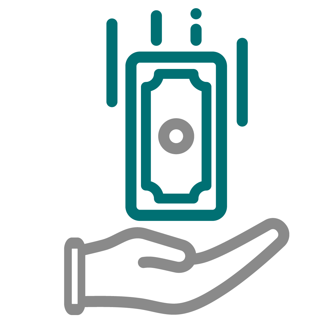 cash in hand icon gray and teal