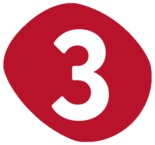 number three icon red background